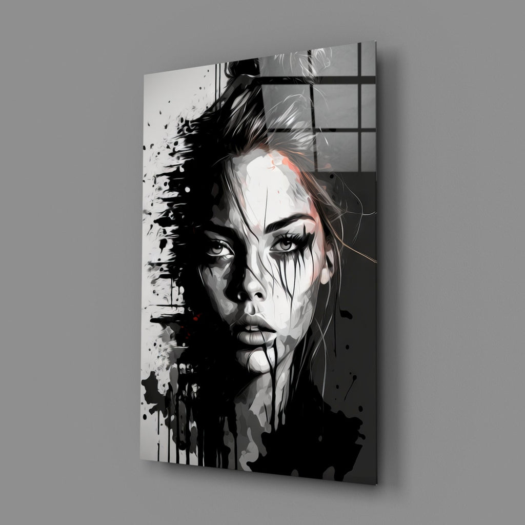 Scribbled Beauty Glass Wall Art  || Designer Collection