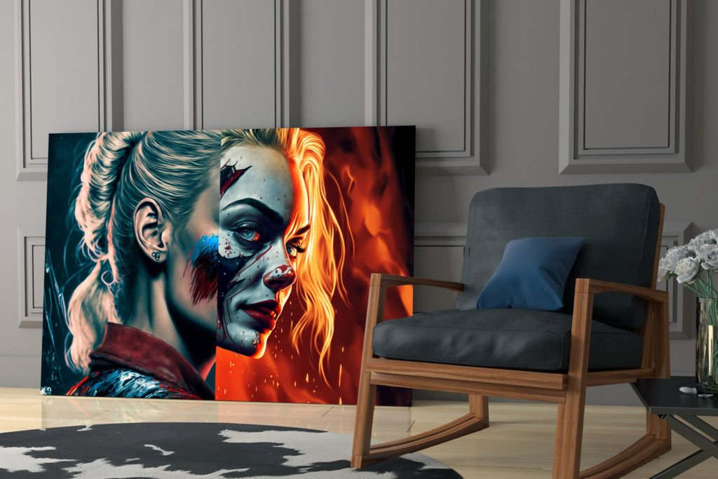 Harley Quinn Glass Wall Art  || Designer Collection