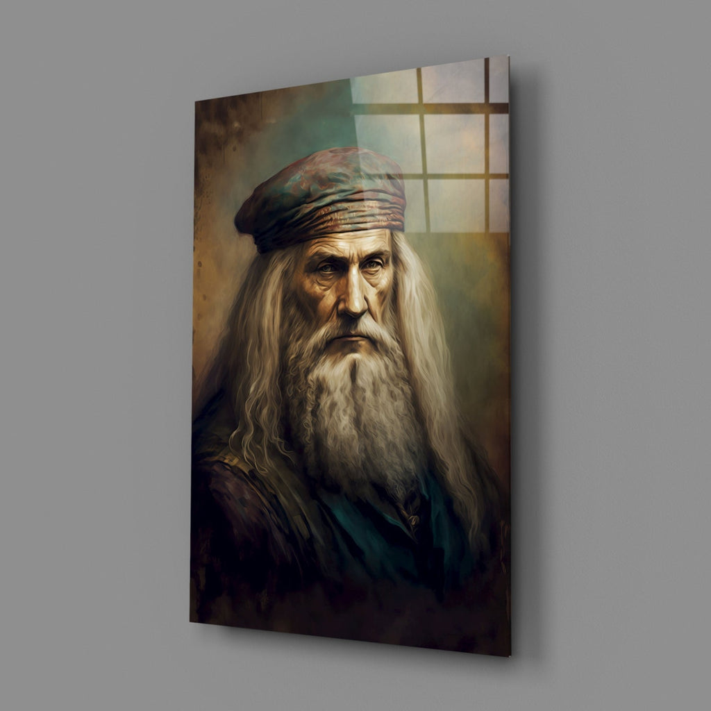 Leonardo da Vinci Glass Wall Art  || Designer Collection