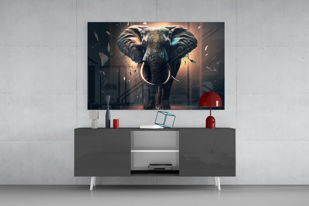 Glory of an Elephant Glass Wall Art  || Designer Collection