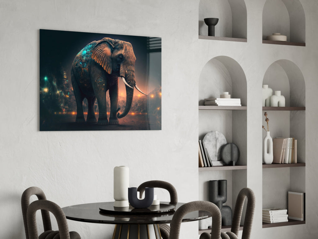 Glory of an Elephant Glass Wall Art  || Designer Collection