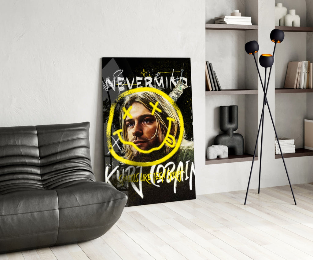 Kurt Cobain Glass Wall Art || Designer Collection