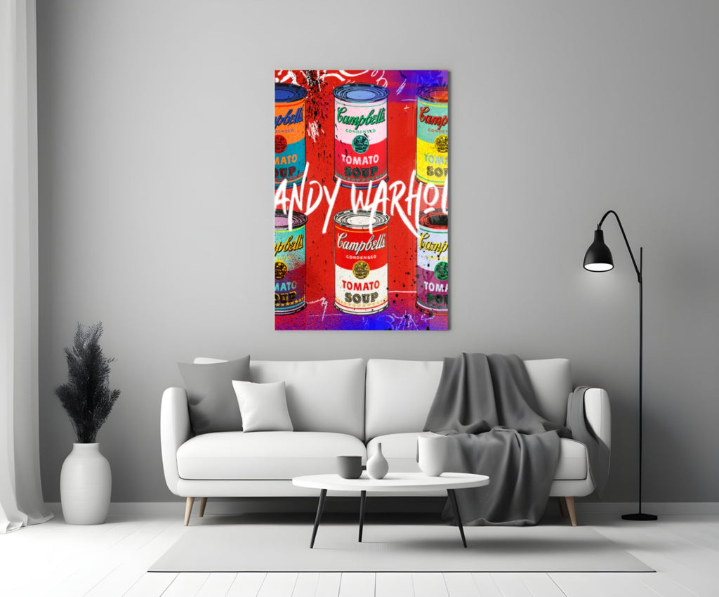 Andy Warhol and Cans Glass Wall Art || Designer Collection