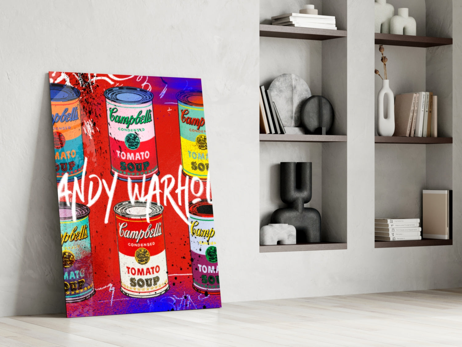 Andy Warhol and Cans Glass Wall Art || Designer Collection