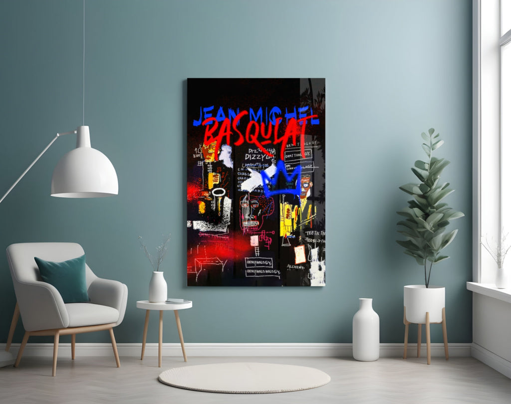 Style of Jean-Michel Basquiat Glass Wall Art || Designer Collection