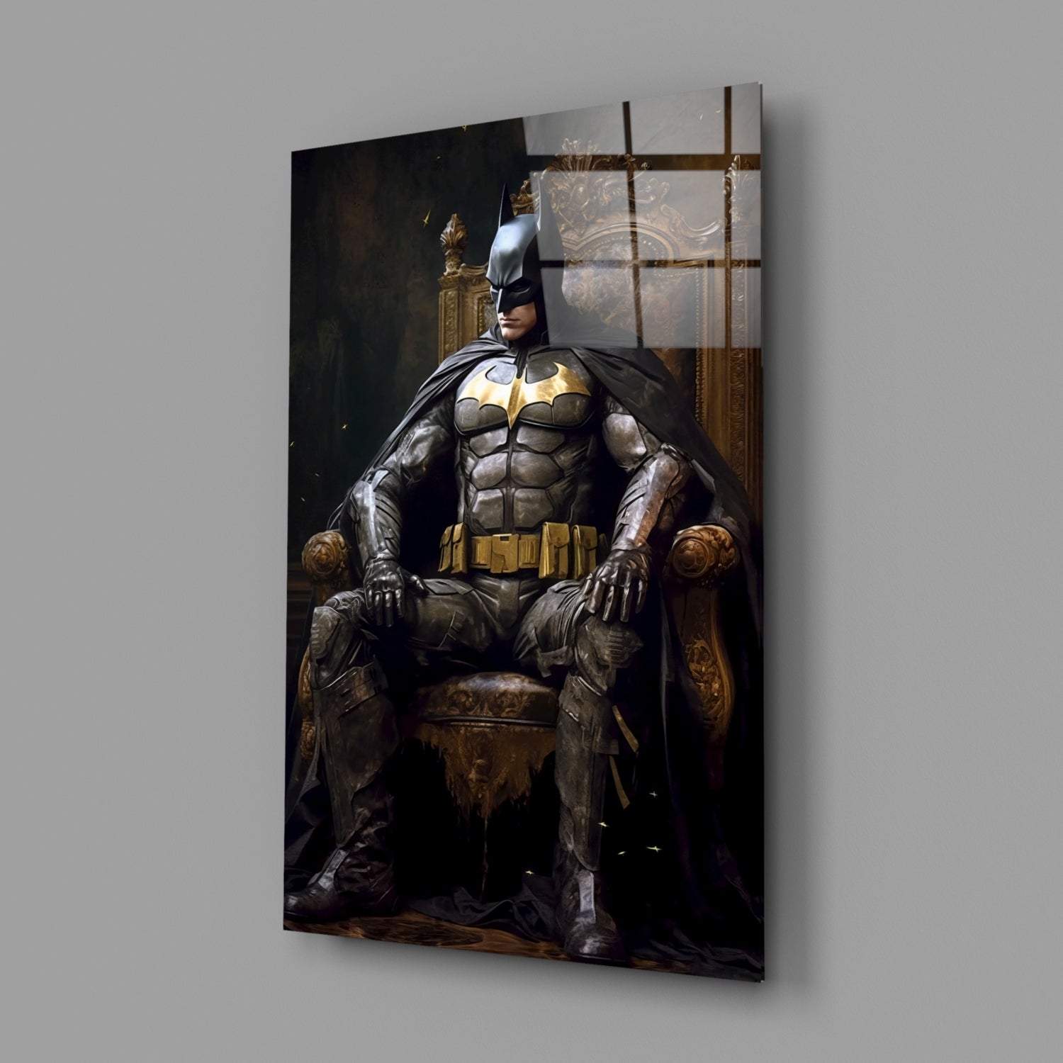 Batman in the Throne Glass Wall Art || Designer Collection