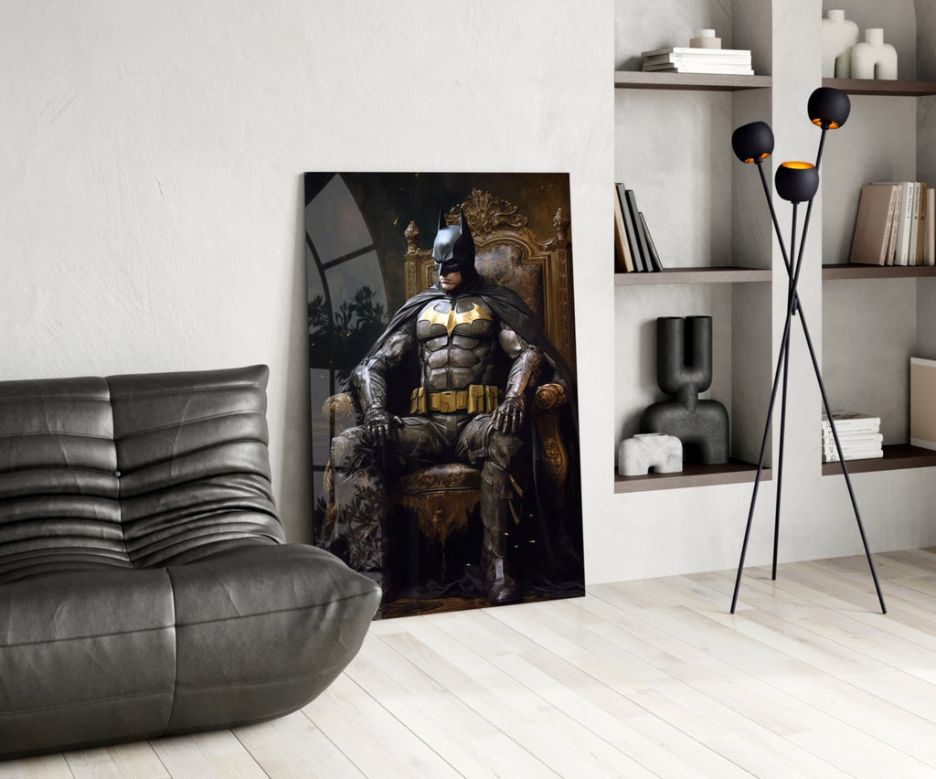 Batman in the Throne Glass Wall Art || Designer Collection