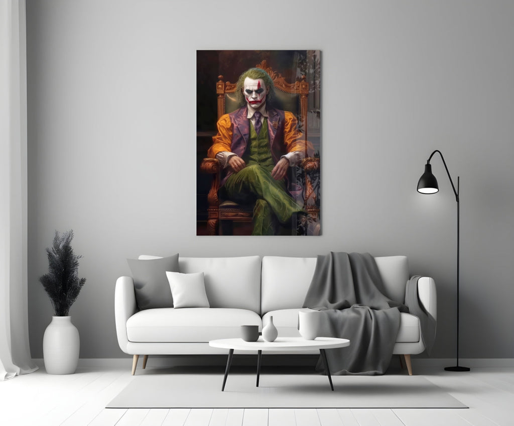 Joker in the Throne Glass Wall Art || Designer Collection