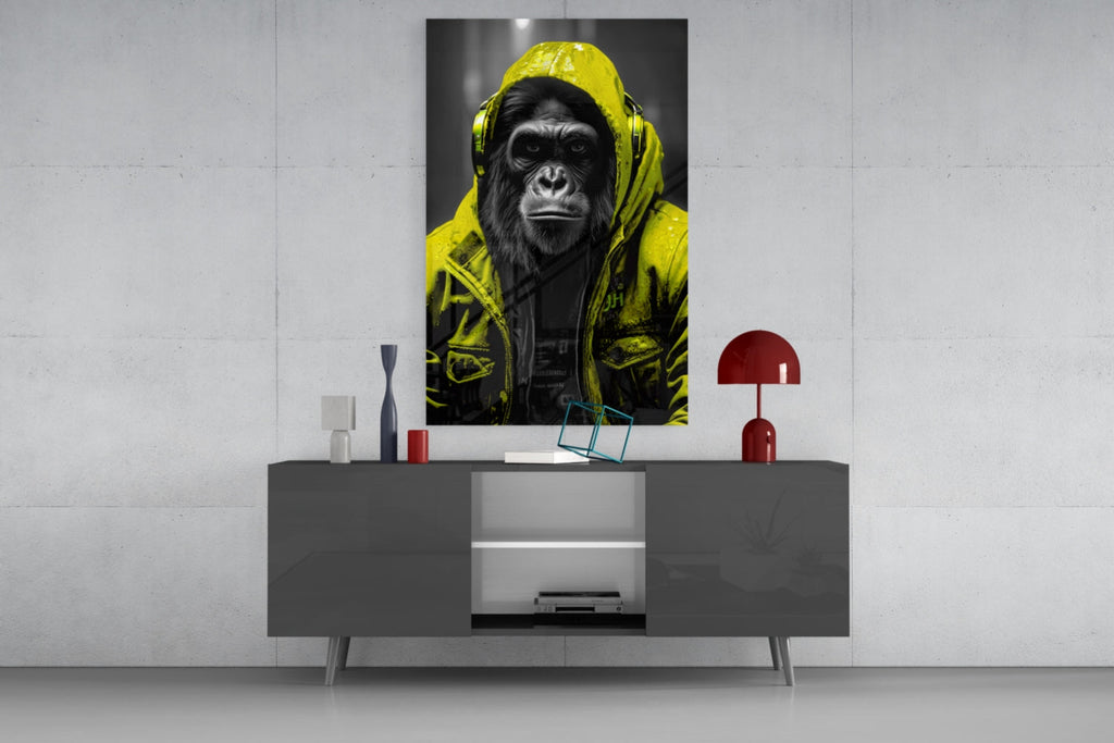 Rebellios Ape  Glass Wall Art || Designer Collection
