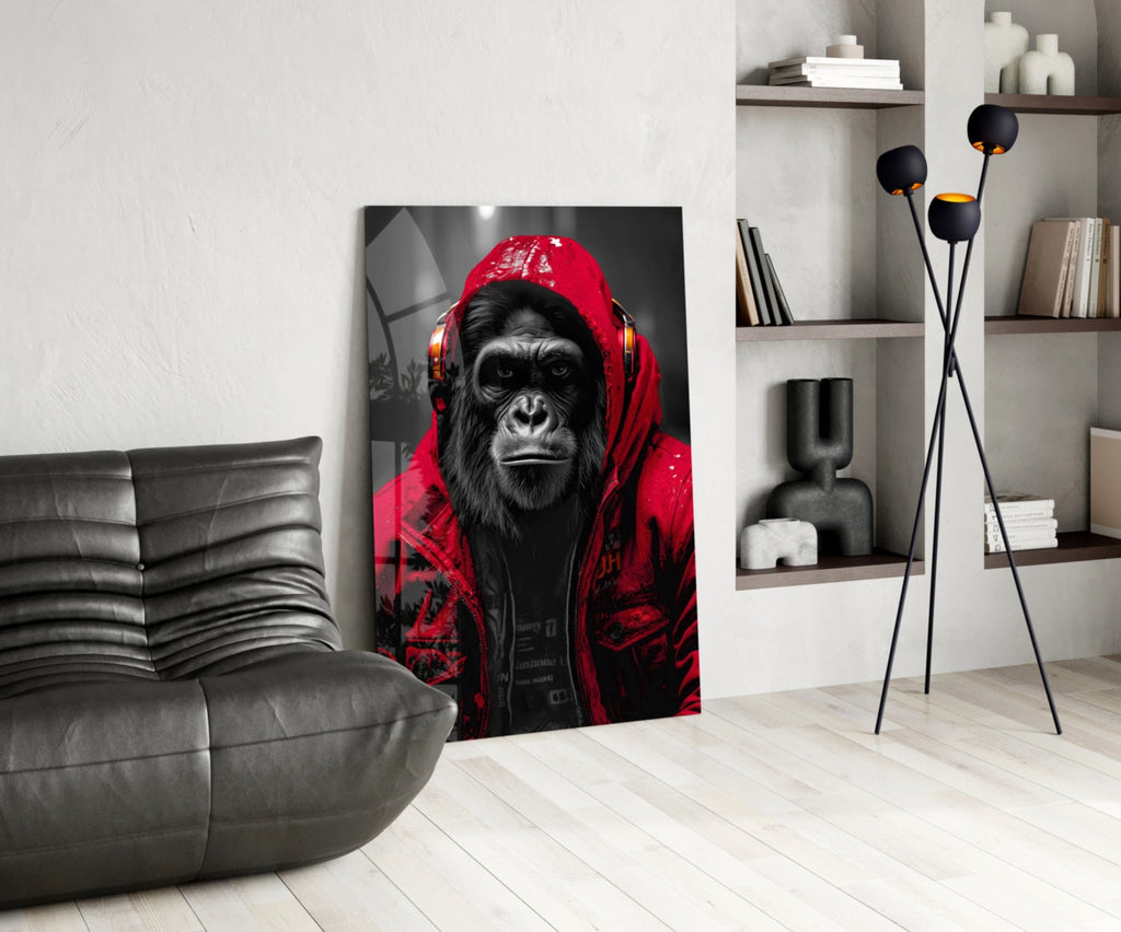 Rebellios Ape  Glass Wall Art || Designer Collection