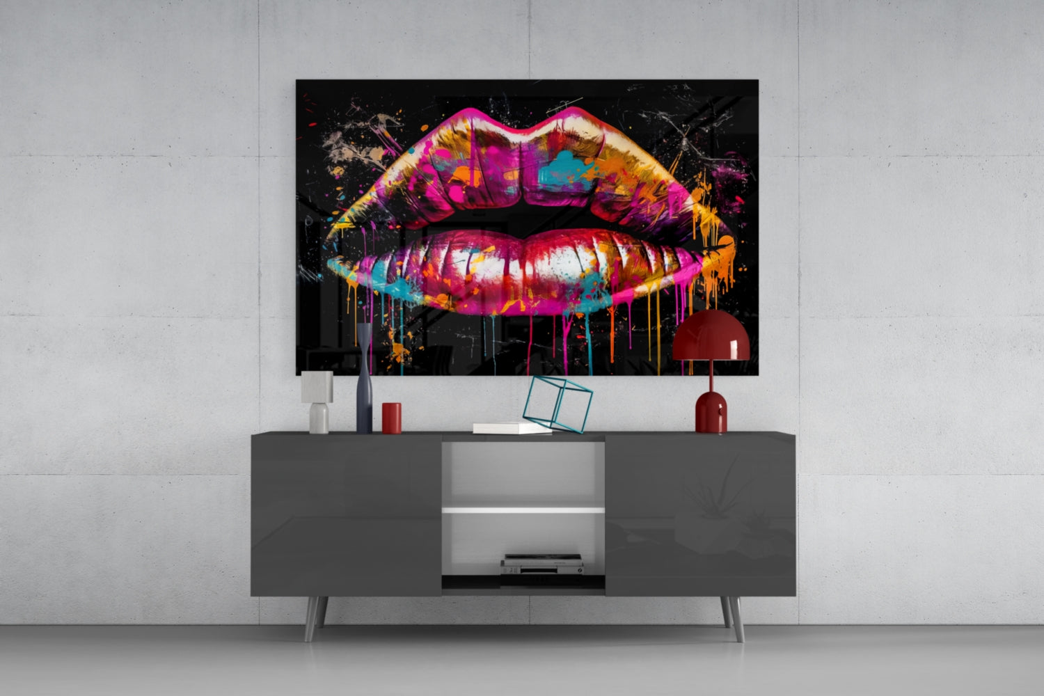 Lips Glass Wall Art || Designer Collection