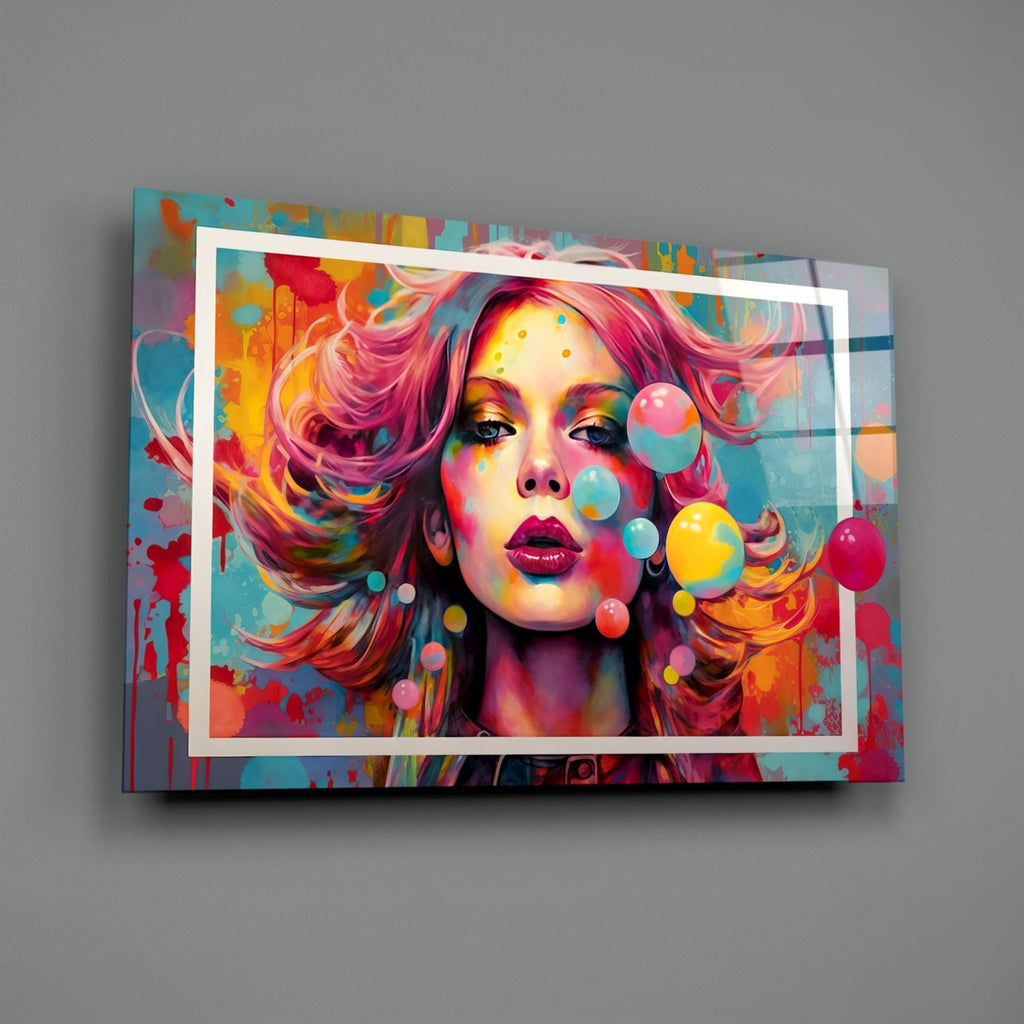 Bubbles and Kisses Glass Wall Art || Designer Collection