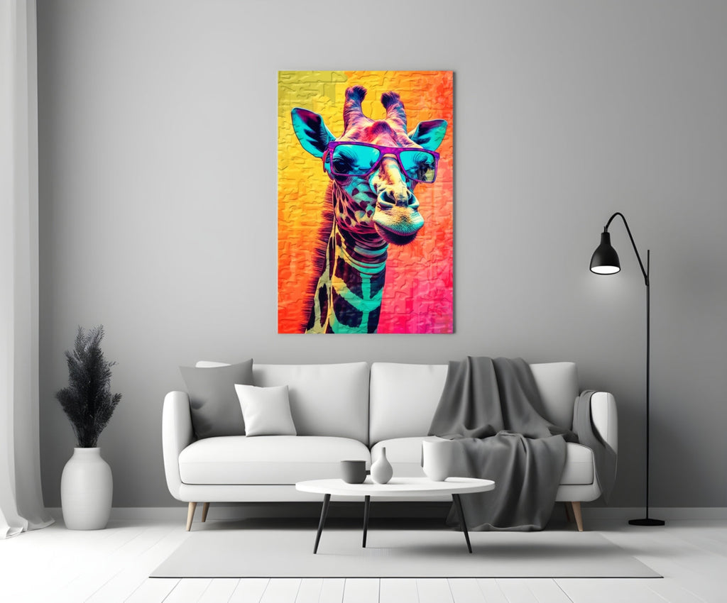 Cool Giraffe Glass Wall Art || Designer Collection