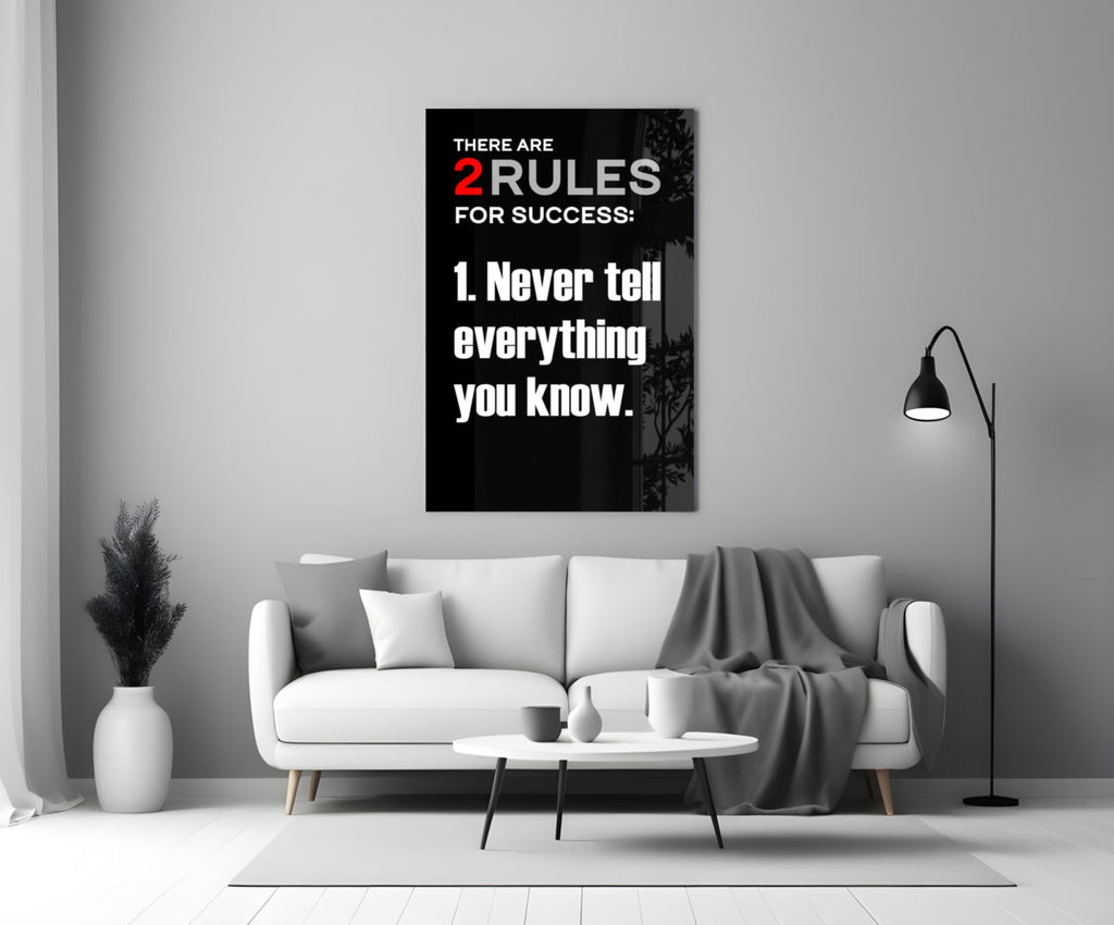 Rules of Success Glass Wall Art || Designer Collection