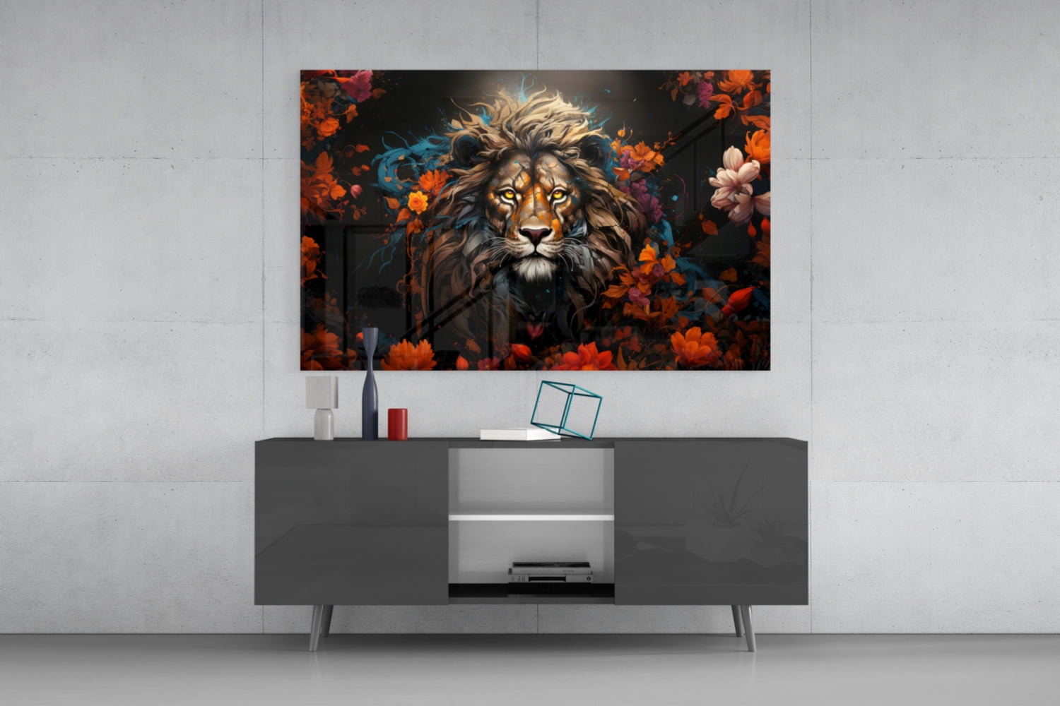 Lion Glass Wall Art || Designer Collection