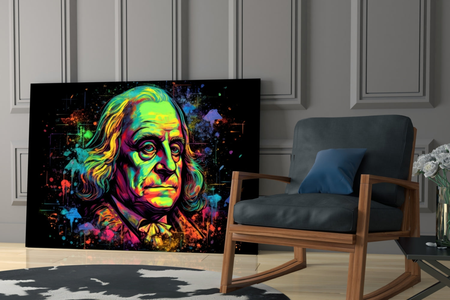 Benjamin Franklin Glass Wall Art || Designer Collection