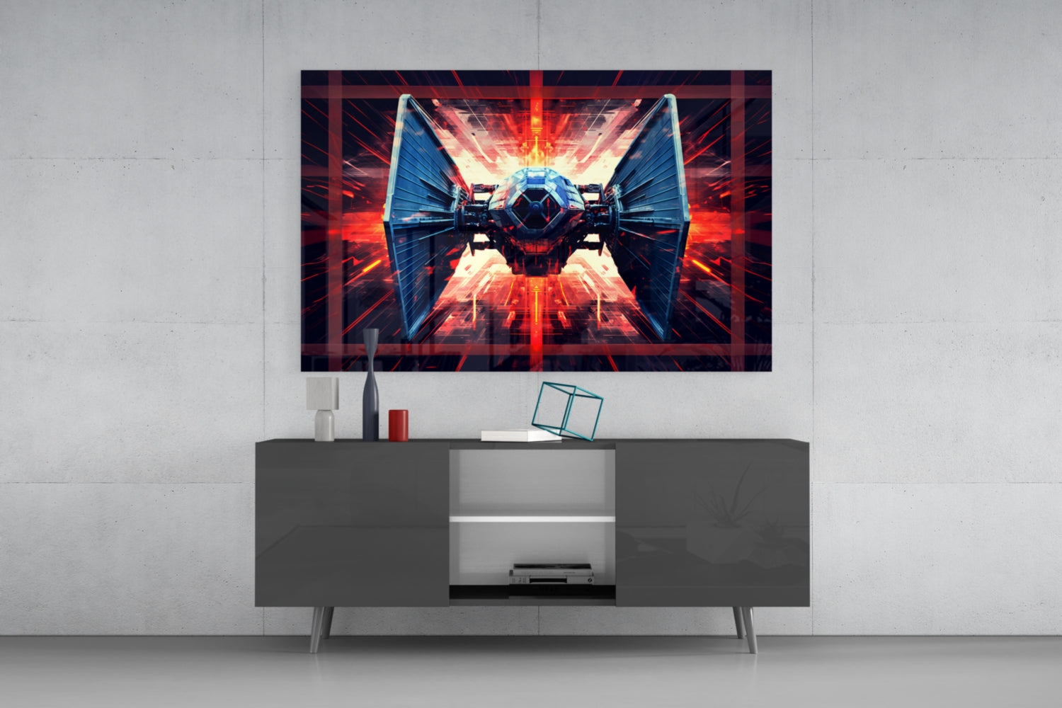 Tie Fighter Glass Wall Art || Designer Collection