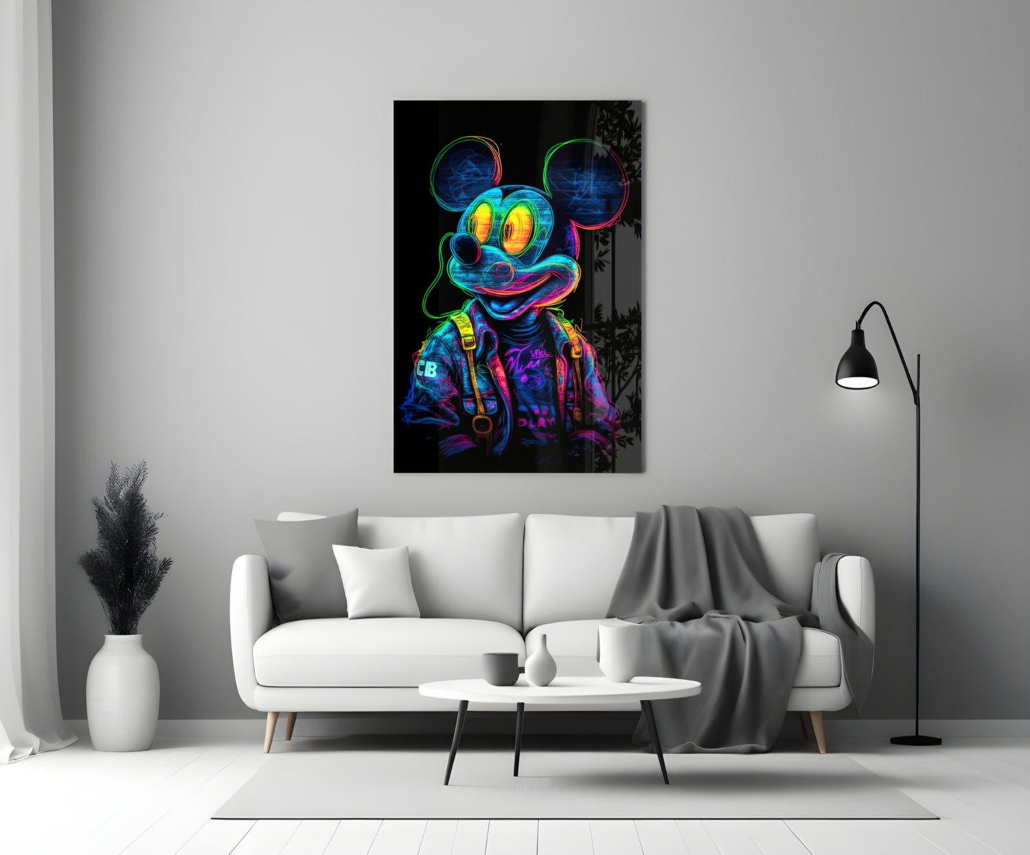 Neon Mouse Glass Wall Art || Designer Collection