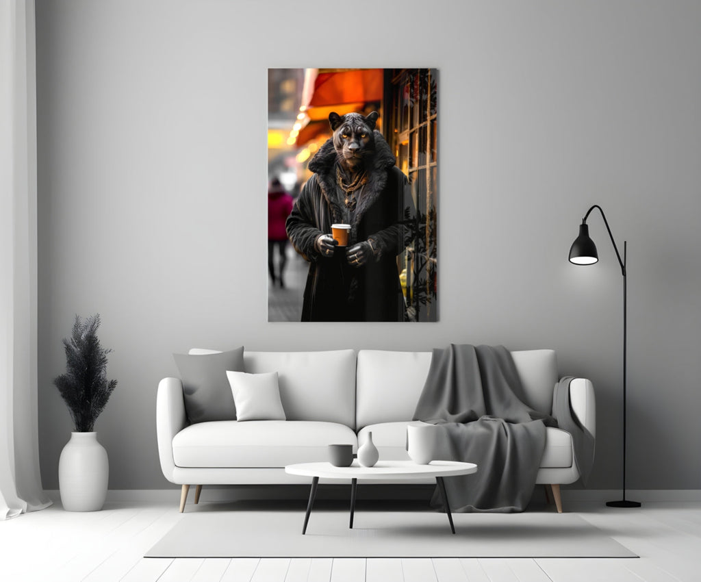 Java the Leopard Glass Wall Art || Designer's Collection