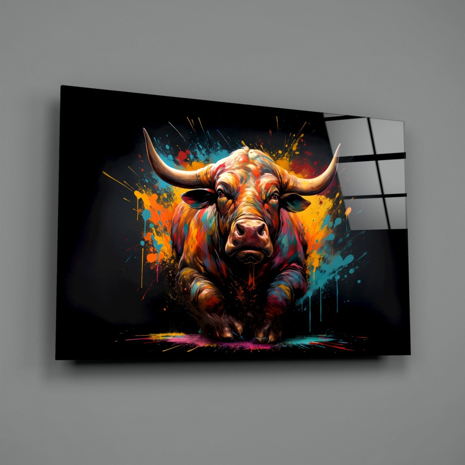 Bull Glass Wall Art|| Designer's Collection