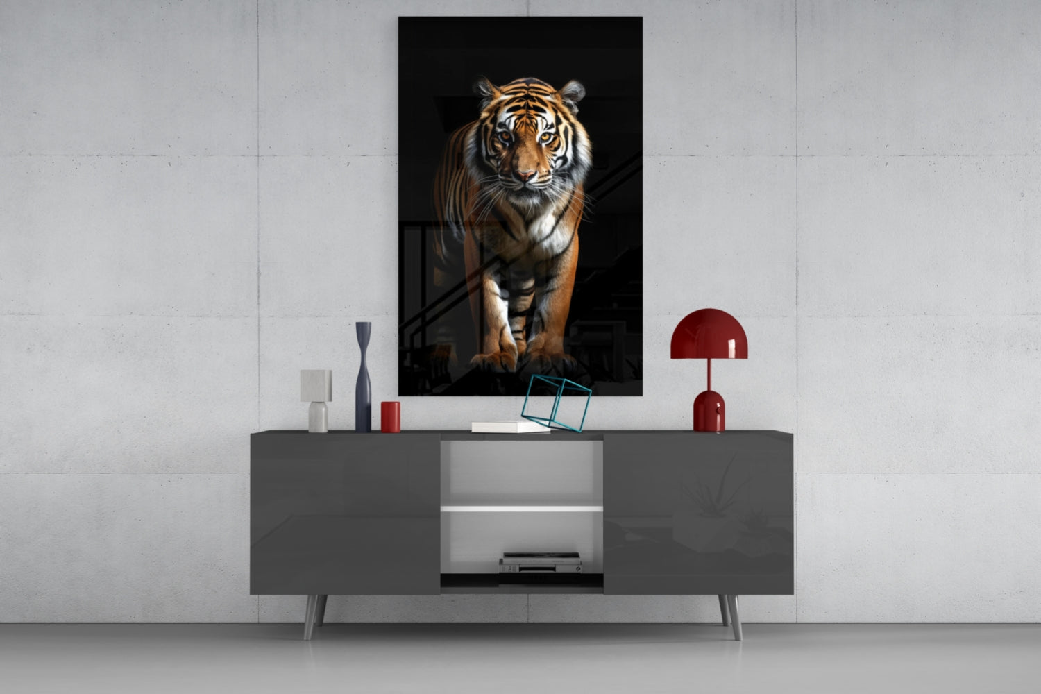 Tiger in the Dog Glass Wall Art|| Designer's Collection