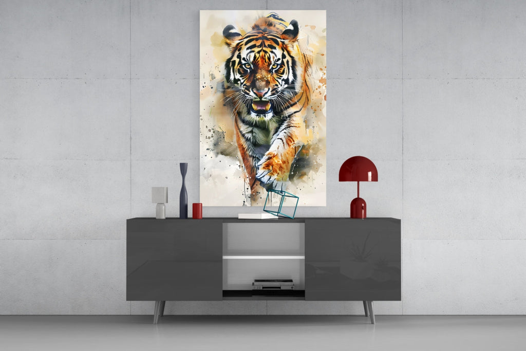 Tiger Glass Wall Art || Designer Collection