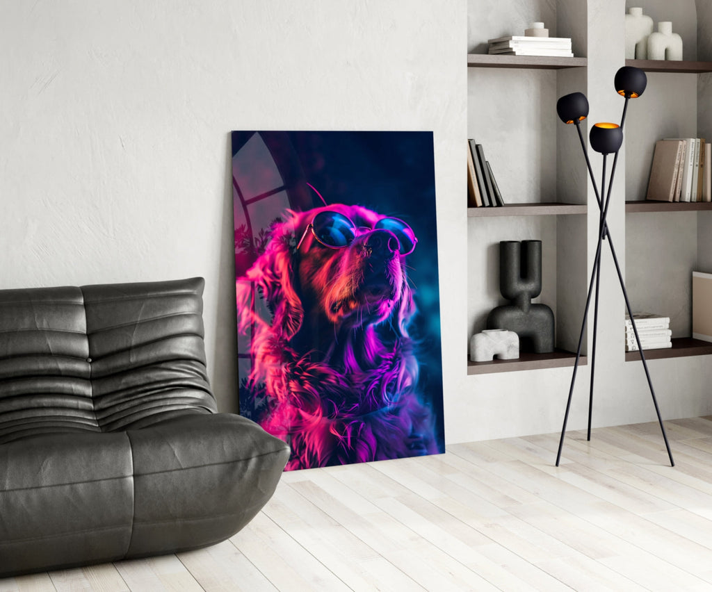 Dog with Glasses Glass Wall Art || Designer Collection