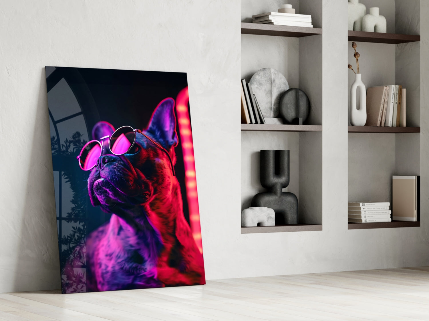 Dog with Glasses Glass Wall Art || Designer Collection