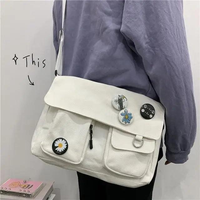 Durable Canvas Diagonal Cross Bag Youth Fashion And Casual Version Ladies Large Capacity Shoulder Bag For Women And Girls