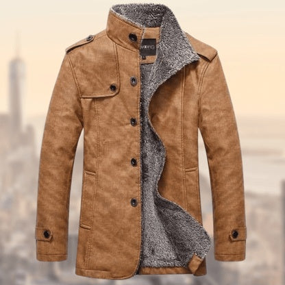 Men's Fashion Lapel Plush Leather Jacket