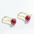 Silver Plated 9K Gold Inlaid Garnet Earrings Red Corundum