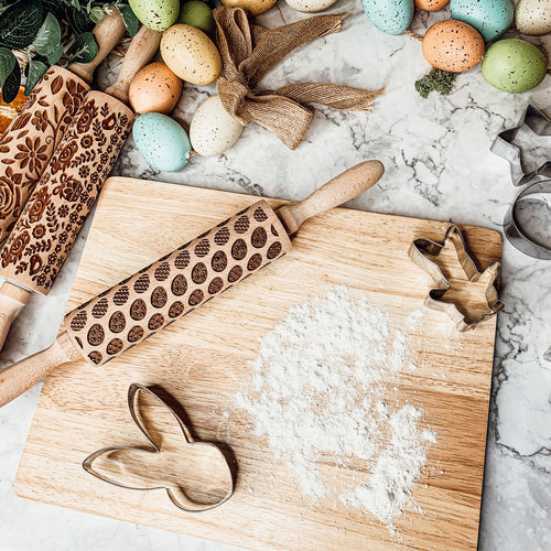 Easter Spring Rolling Pins for Kids and Bakers - Embossed Cookie Dough Pins