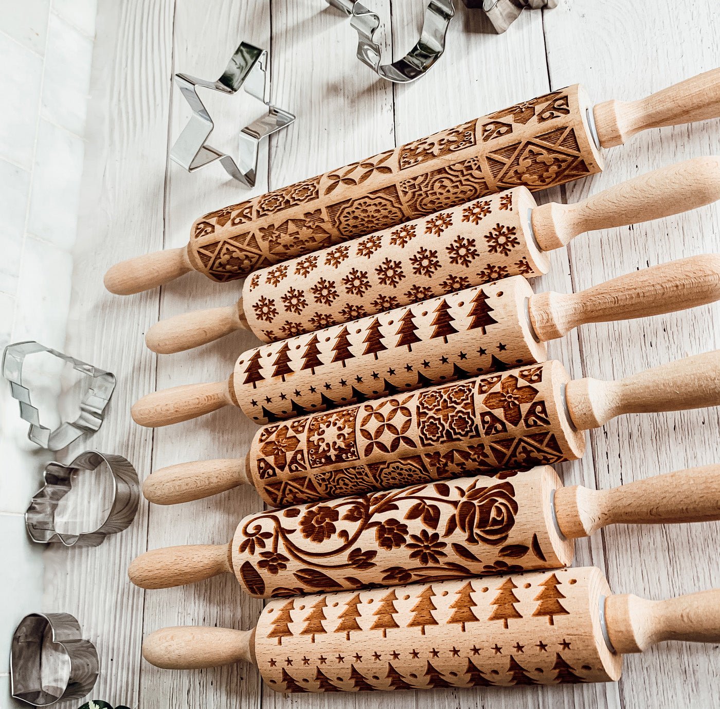 Easter Spring Rolling Pins for Kids and Bakers - Embossed Cookie Dough Pins
