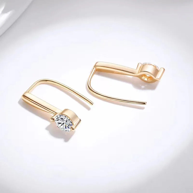 Sterling Silver 925 Moissanite Drop Earrings 1.0cttw (0.5ctx2) Bridal Luxury Fashion Gift