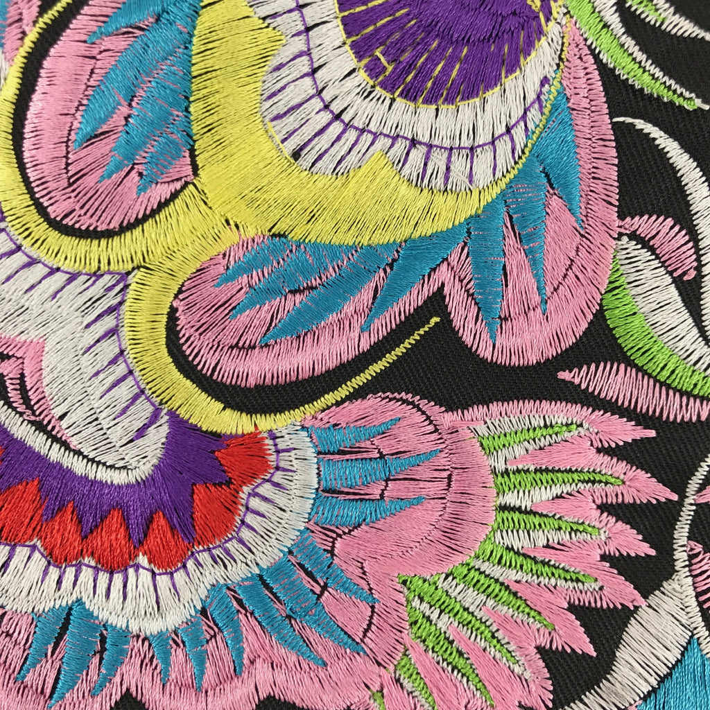 Embroidered Flower Clutch Handmade Hmong Thai Embroidery Boho Evening Bag