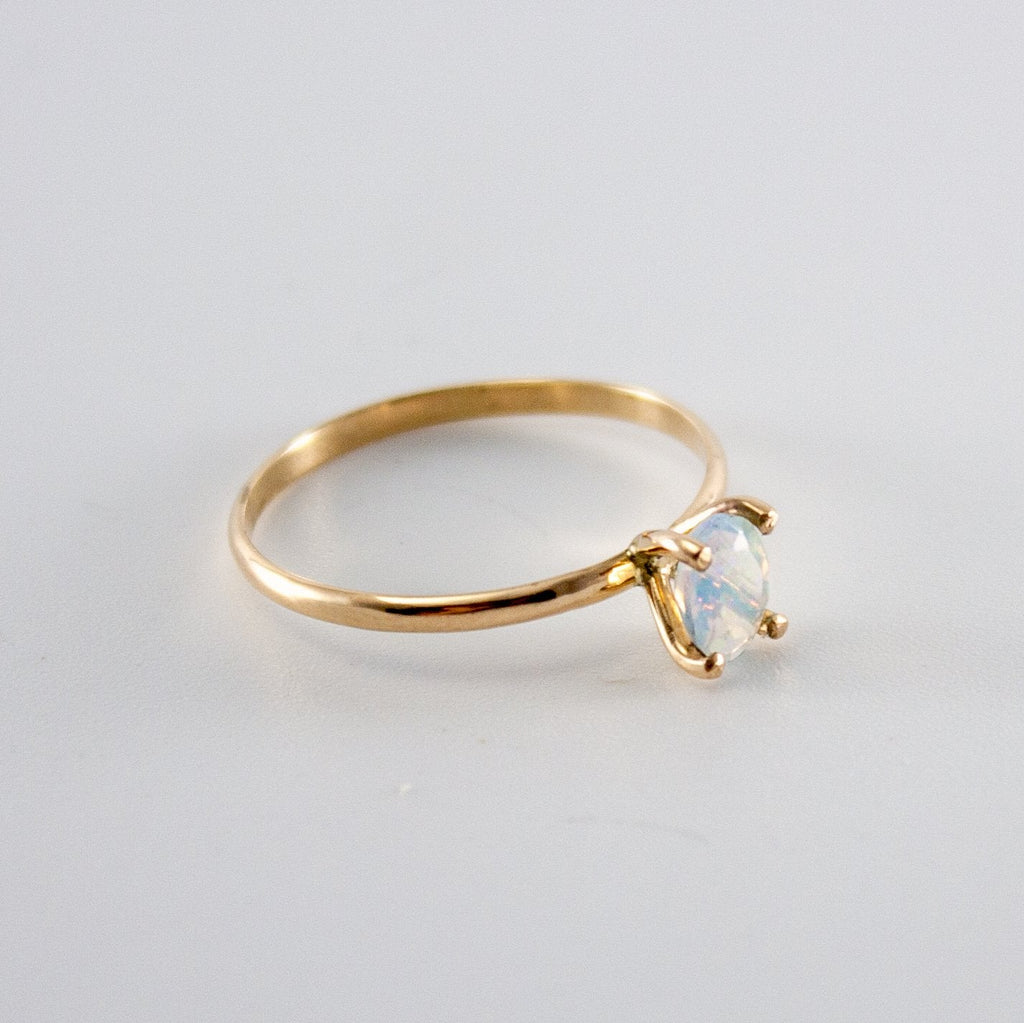 Ethiopian Opal 14K Gold Filled Ring Dainty Solitaire