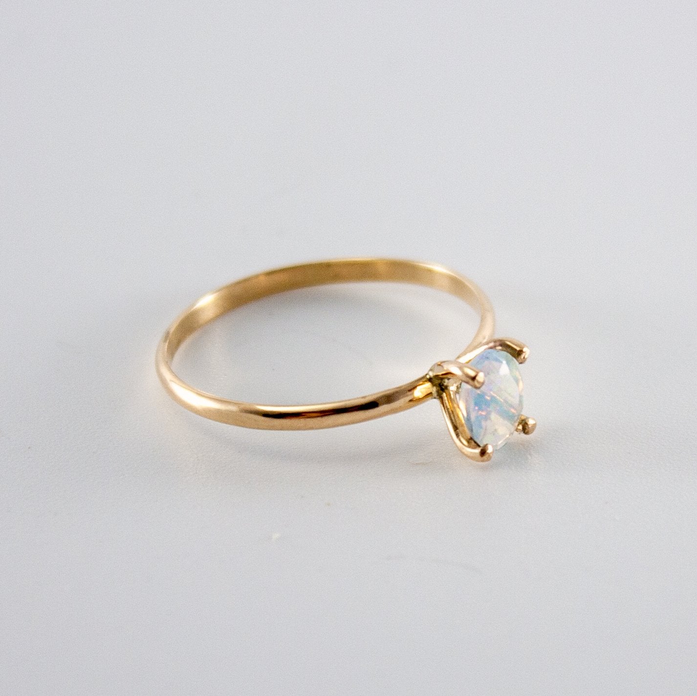 Ethiopian Opal 14K Gold Filled Ring Dainty Solitaire