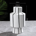 Black And White Striped Ceramic Vase Light Luxury Modern Home