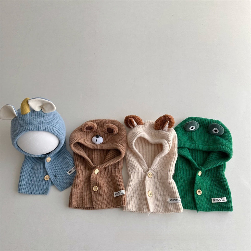 Children's Hat Scarf Integrated Winter Ins