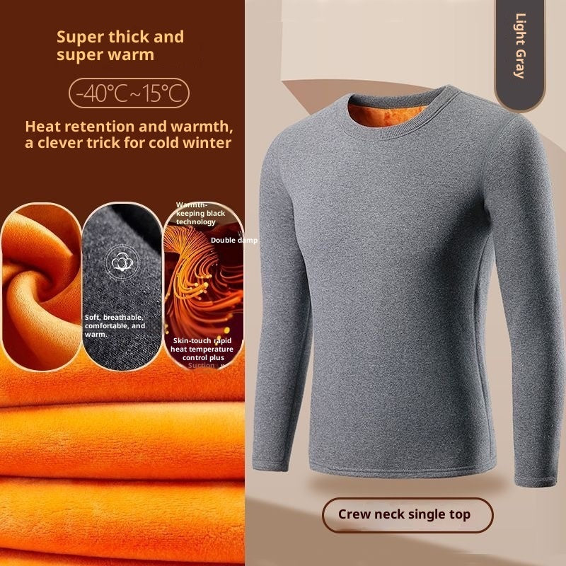 Golden Fleece Solid Color Men's Fleece-Lined Thermal Underwear