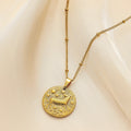 Stainless Steel Round Twelve Constellation Coin Relief Necklace