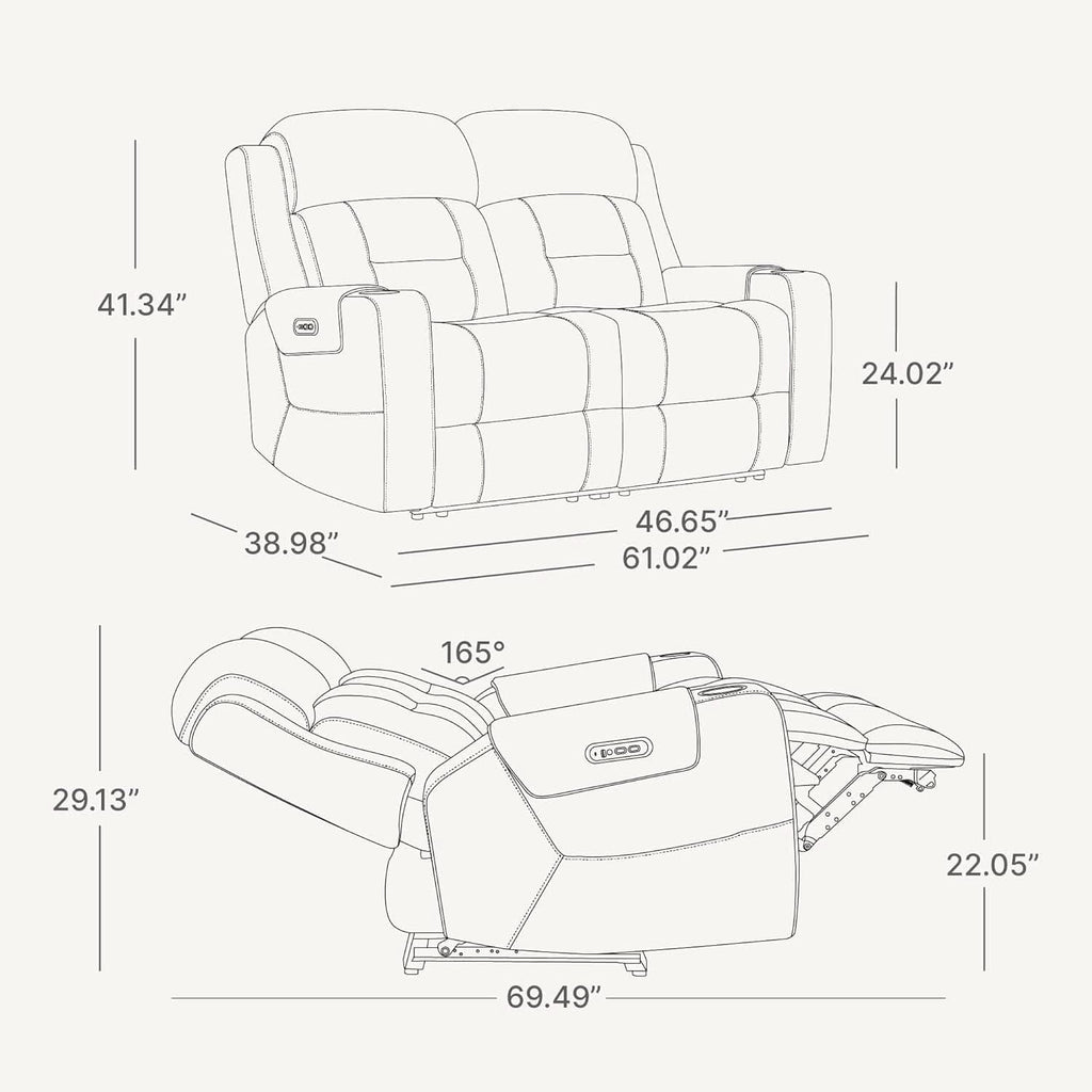 Saddle Brown Leather Power Headrest Loveseat Recliner