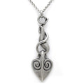 Flame Dangling Heart Necklace Gothic Flame Pendant Silver