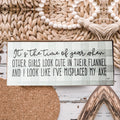 Misplaced Axe Funny Fall Winter Wood Sign 10x4 Rustic Gingham Flannel Wall Decor Gift