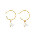 Freshwater Pearl Hoop Earrings Gold Plated Recycled Shell Brass Minimal