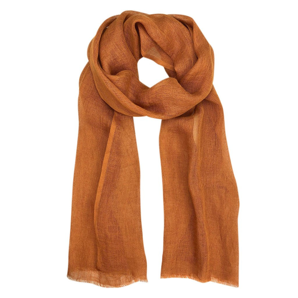 Gauze Linen Scarf Handwoven Airy Lightweight Raw Eyelash Fringe 5 Colors