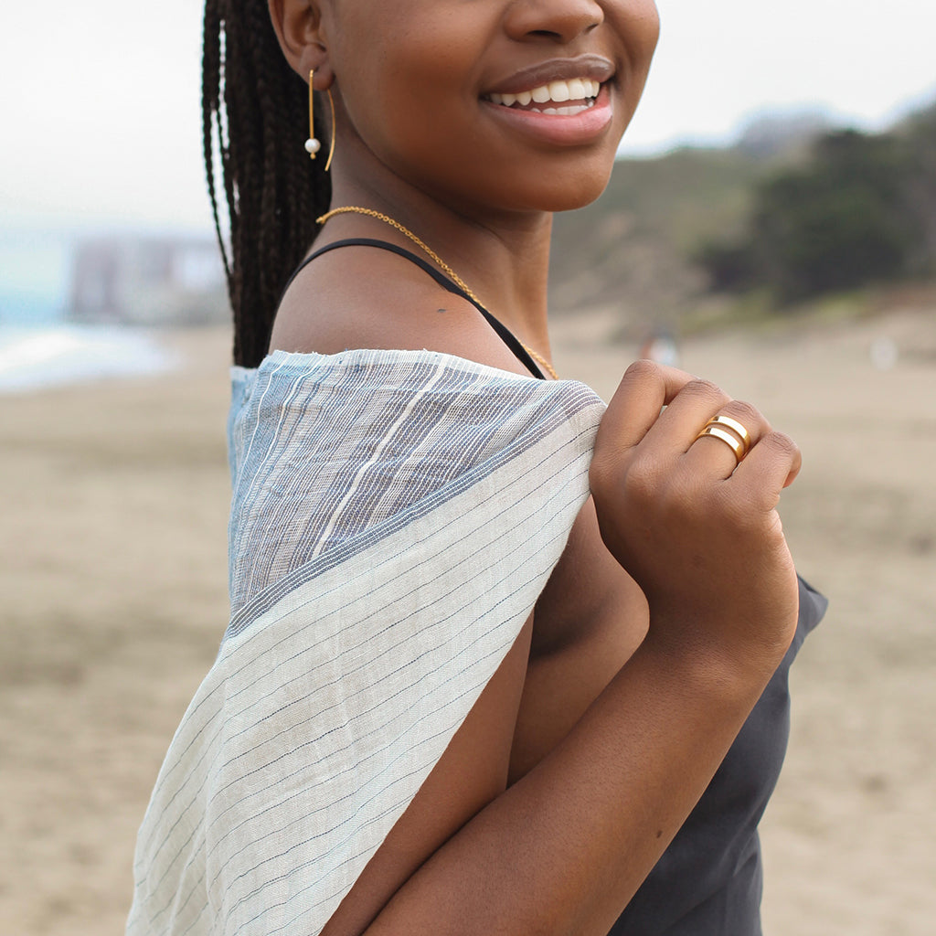 Geo Stripe Bombshell Ring Recycled Bullet Minimalist Handmade 3 Sizes