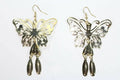 Gold Butterfly Dangle Earrings Lightweight Filigree Boho