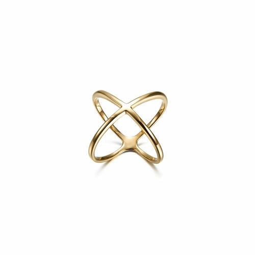 Gold Crisscross Band Ring Women Minimalist Stackable