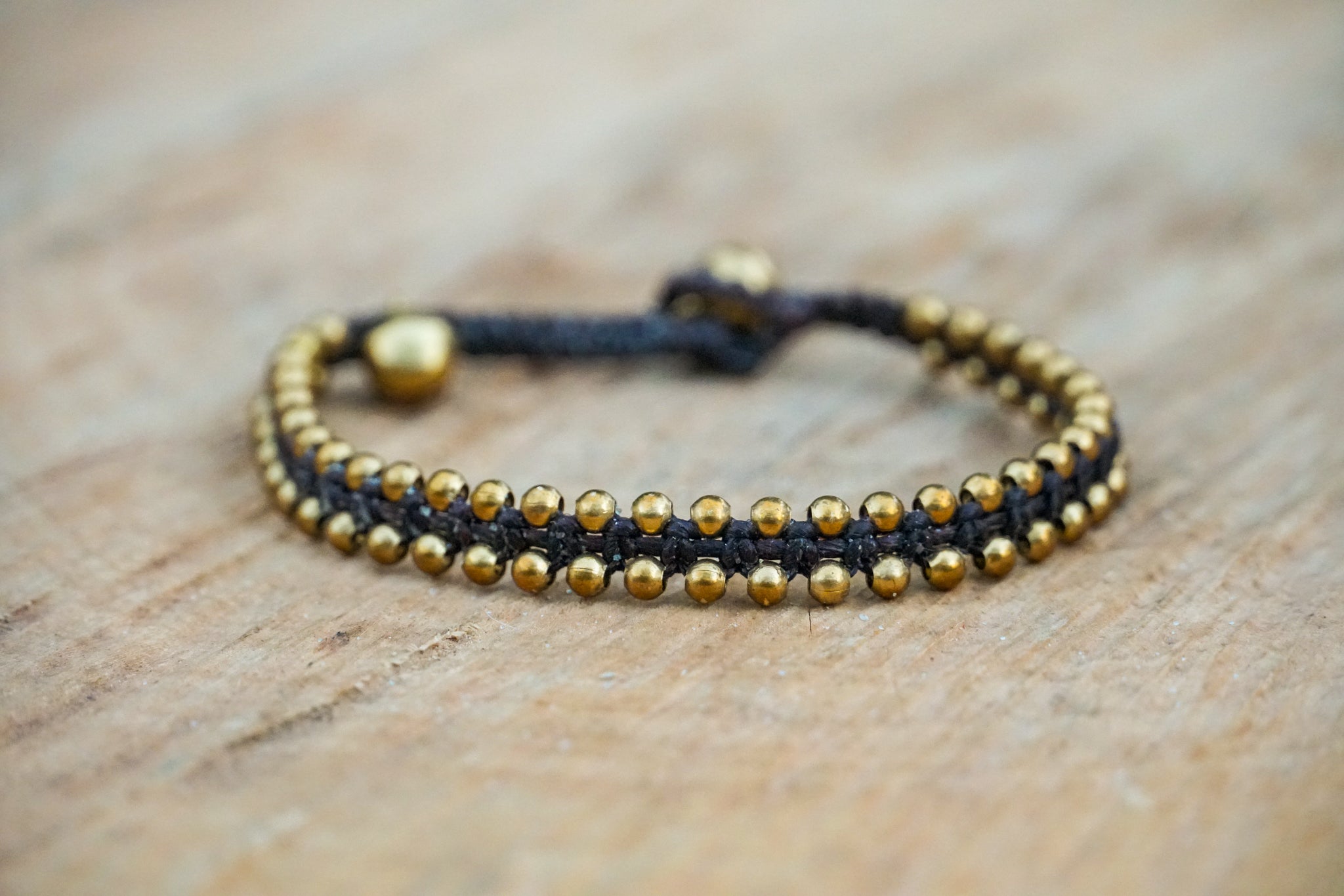 Golden Beaded Boho Brass Bracelet Adjustable Bohemian